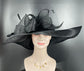 Oaks day hat Kentucky Derby Hat, Church Hat, Wedding Hat, Easter Hat, Tea Party Hat Wide Brim Sinamay Hat Carriage Hat Black