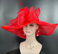 Oaks day hat Kentucky Derby Hat, Church Hat, Wedding Hat, Easter Hat, Tea Party Hat Wide Brim Sinamay Hat Carriage Hat Red