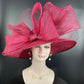 Burgundy/Maroon Royal Ascot Horse Race Oaks day hat Carriage Tea Party Wedding Kentucky Derby Hat  Tea Party Hat Wide Brim Sinamay Hat