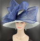 Powder Blue Navy Blue Royal Ascot Horse Race Oaks day hat Carriage Tea Party Wedding Kentucky Derby Hat  Tea Party Hat Wide Brim Sinamay Hat