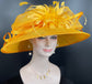 Church Kentucky Derby Hat Carriage Tea Party Wedding  With Jumbo Feather Flower and Bows Orange