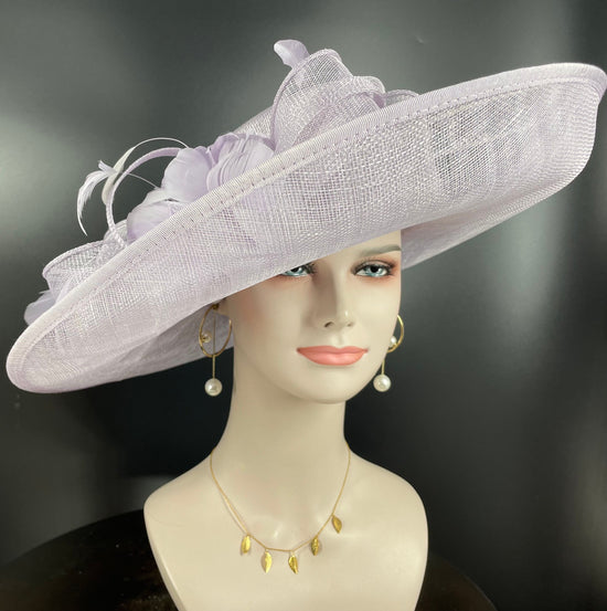 Church Kentucky Derby Carriage Tea Party Wedding Wide Brim  Royal Ascot Horse Race Oaks day hatLilac