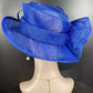 Wide Brim Kentucky Derby Floppy Sinamay Hat With Flowers  Millinery Church  Hat Royal Blue