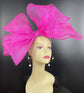 Oversize Sinamay Fascinator Hat Kentucky Derby Hat Tea Wedding Party Hat with headband Fuchsia( 27 colors available)