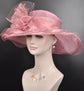 Medium Brim One Flower Blush Pink  for Church, Wedding, Tea Party, Kentucky Derby Hat Medium Brim Organza Hat