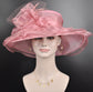 Medium Brim One Flower Blush Pink  for Church, Wedding, Tea Party, Kentucky Derby Hat Medium Brim Organza Hat