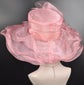 Medium Brim One Flower Blush Pink  for Church, Wedding, Tea Party, Kentucky Derby Hat Medium Brim Organza Hat