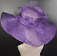 Oaks day hat Kentucky Derby Hat, Church Hat, Wedding Hat, Easter Hat, Tea Party Hat Wide Brim Sinamay Hat Carriage Hat Purple