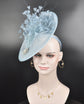 Powder Blue Sinamay Fascinator Hat Kentucky Derby Hat Tea Wedding Party Hat with Jumbo  Feather Flower and Shinning Rhistone