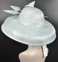 Audrey Hepburn Style Dome Hat Kentucky Derby Hat Tea Party Carriage Party 3 Layers Wide Brim Sinamay Hat Powder Blue