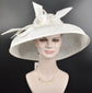 Audrey Hepburn Style Dome Hat Kentucky Derby Hat Tea Party Carriage Party  3 Layers  Wide Brim  Sinamay Hat White