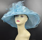 Medium Brim One Flower Blue  for Church, Wedding, Tea Party, Kentucky Derby Hat Medium Brim Organza Hat