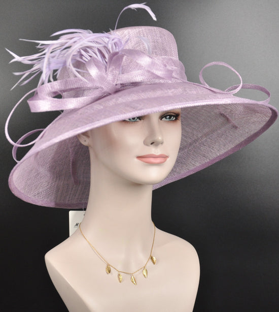 Church Kentucky Derby Hat Carriage Tea Party  Wedding Wide Brim  Royal Ascot Horse Race Oaks day hatLilac/ Lavender