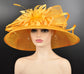 Church Kentucky Derby Hat Carriage Tea Party Wedding  With Jumbo Feather Flower and Bows Orange