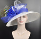 Kentucky Derby Hat, Church hat, Tea Party Hat, Custom hat, Formal Hat, Fashion Hat Royal Blue  w White