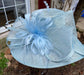 Church Kentucky Derby HatCarriage Tea Party Wedding  With Jumbo Feather Flower and Bows Powder Blue