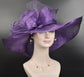 Oaks day hat Kentucky Derby Hat, Church Hat, Wedding Hat, Easter Hat, Tea Party Hat Wide Brim Sinamay Hat Carriage Hat Purple