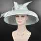 Audrey Hepburn Style Dome Hat Kentucky Derby Hat Tea Party Carriage Party 3 Layers Wide Brim Sinamay Hat Powder Blue