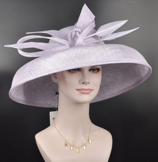 Audrey Hepburn Style Dome Hat Kentucky Derby Hat Tea Party Carriage Party 3 Layers Wide Brim Sinamay Hat Lilac