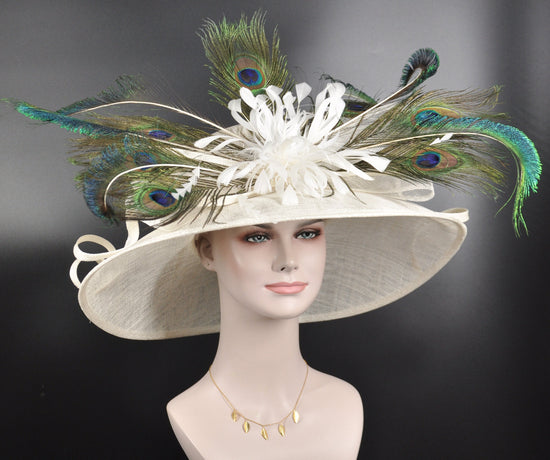 Church Kentucky Derby Hat Carriage Tea Party Wedding Wide Brim Women&