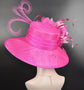 Hot Pink w Mix Pink Green Wide Brim Sinamay Hat Church Kentucky Derby Hat  Tea Party Wedding Hat Horse Race Oaks day hat Pink Day Hat