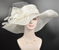 Oaks day hat Kentucky Derby Hat,Church Hat,Wedding Hat, Easter Hat, Tea Party Hat Wide Brim Sinamay Hat Carriage Hat white