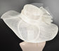 Oaks day hat Kentucky Derby Hat,Church Hat,Wedding Hat, Easter Hat, Tea Party Hat Wide Brim Sinamay Hat Carriage Hat white