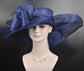 Oaks day hat Kentucky Derby Hat, Church Hat, Wedding Hat, Easter Hat, Tea Party Hat Wide Brim Sinamay Hat Carriage Hat Navy Blue