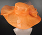 Oaks day hat Kentucky Derby Hat, Church Hat, Wedding Hat, Easter Hat, Tea Party Hat Wide Brim Sinamay Hat Carriage Hat Orange
