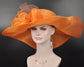 Oaks day hat Kentucky Derby Hat, Church Hat, Wedding Hat, Easter Hat, Tea Party Hat Wide Brim Sinamay Hat Carriage Hat Orange