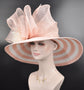 Blush Pink w White Feather Flowers Kentucky Derby Hat, Tea Party Hat Mother&